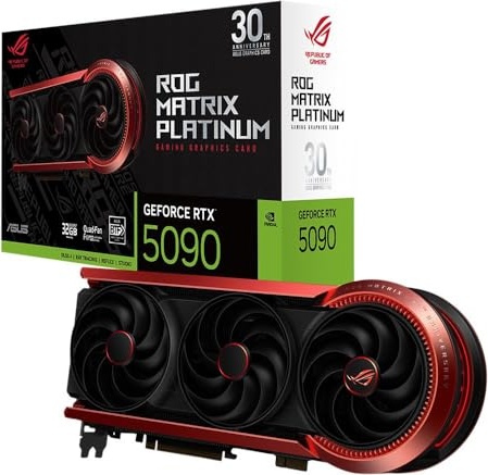 ASUS ROG Matrix Platinum GeForce RTX 5090 OC 30th-Anniversary Edition Gaming Graphics Card, 32GB GDDR7, PCIe 5.0, 512-bit, Liquid Metal Cooling, DisplayPort 2.1b, HDMI 2.1b, MTX5090P32G30TH