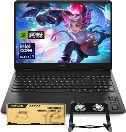 HP OMEN 16 Ultra Slim RTX 5060 2025 AI Pro Gaming Laptop, RTX 5060, Ultra 7 255H, 16.0" FHD 144Hz, 32 GB DDR5, 1 TB SSD Image